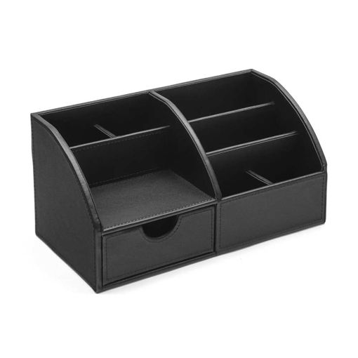 Picture of OSCO BLACK LEATHER DESK ORGANISER